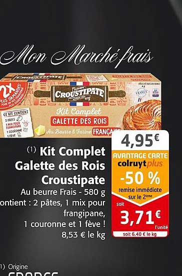 Kit galette des rois CROUSTIPATE : la boite de 580g à Prix Carrefour