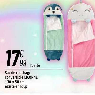 Sac De Couchage Convertible Licorne 50x130cm - Devient Coussin Doudou - Pour Enfants, Pyjama Party - Rose