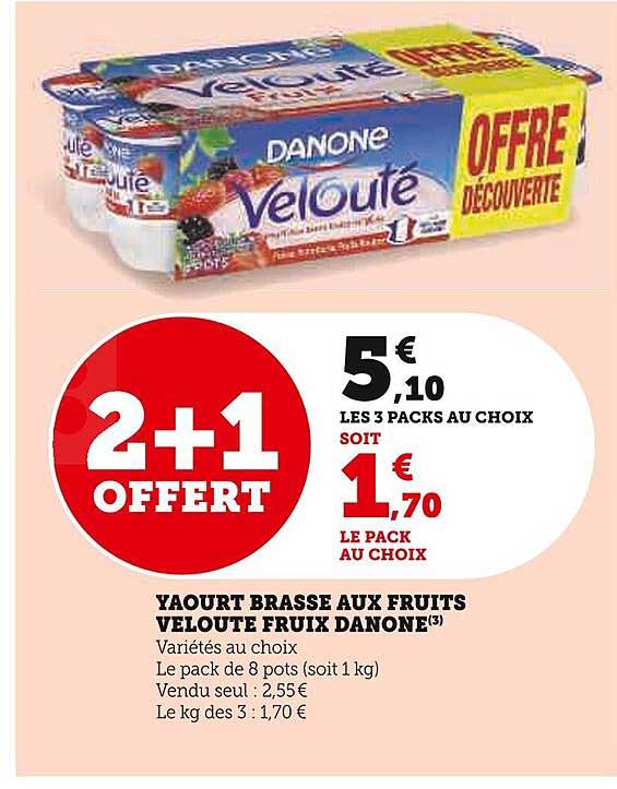 Promo Yaourt Brasse Aux Fruits Velout Fruix Danone Chez Super U Icatalogue Fr