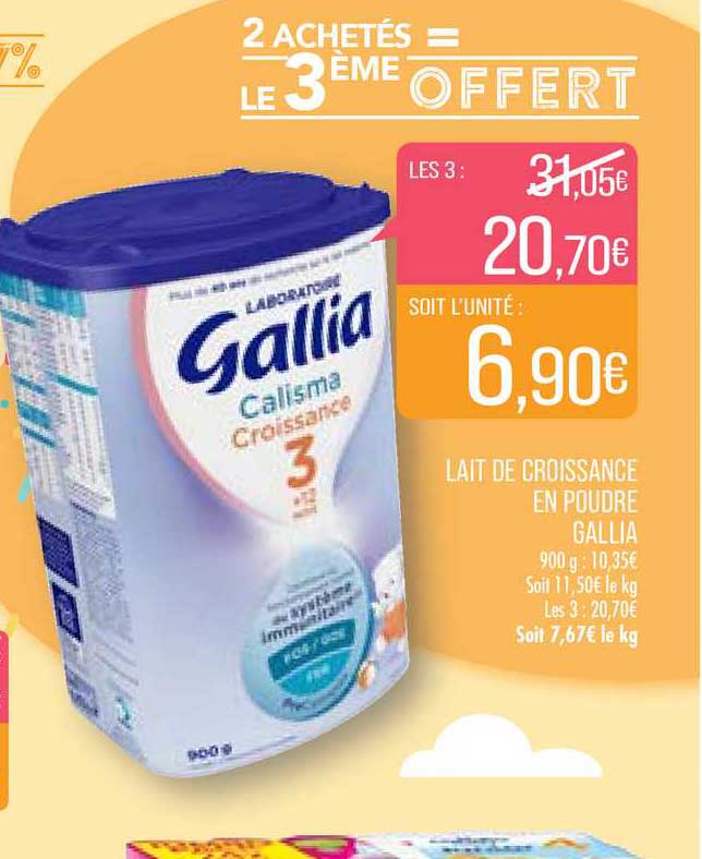 Offre Lait De Croissance En Poudre Gallia Chez Match