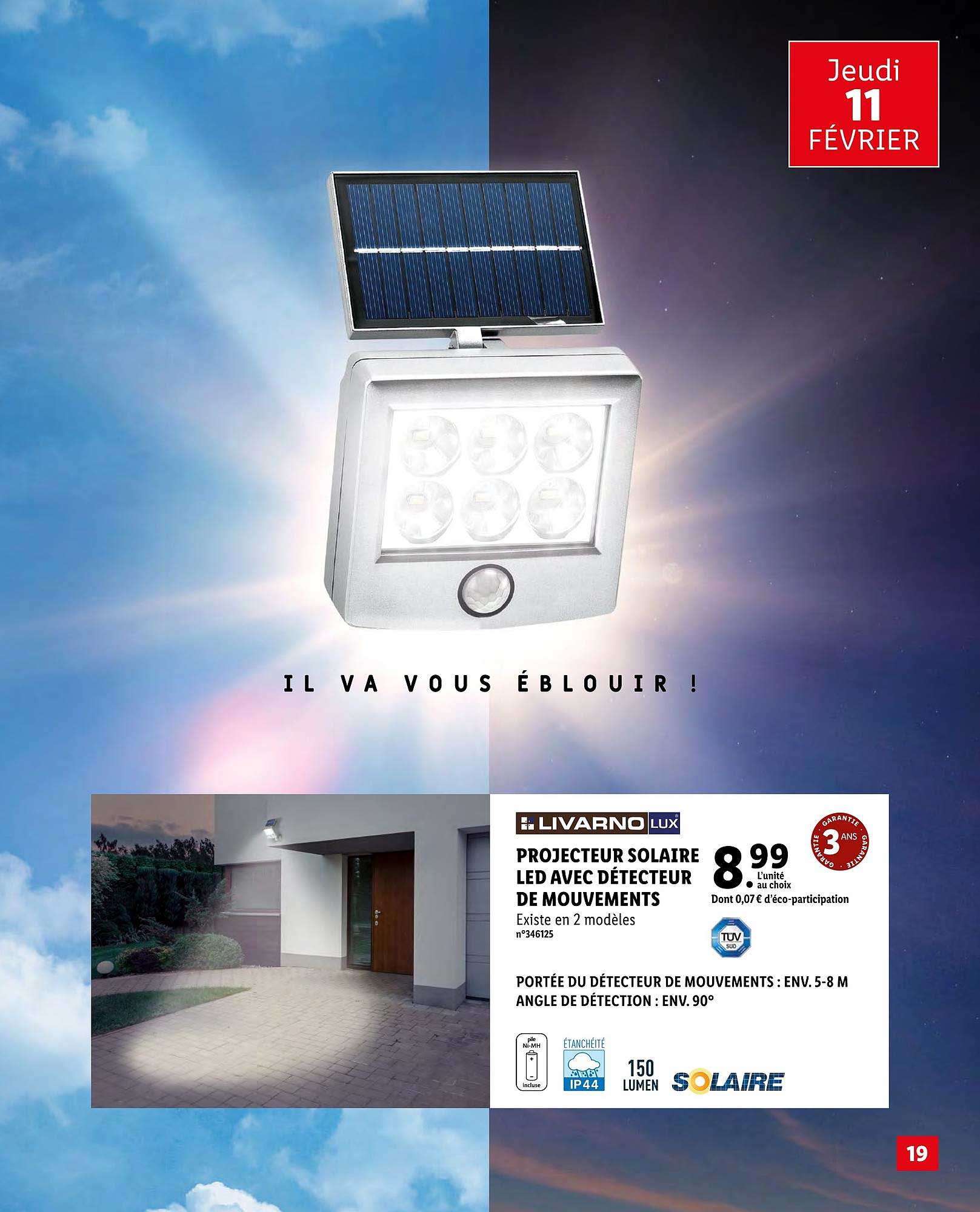 Promo Projecteur solaire LED* chez Lidl