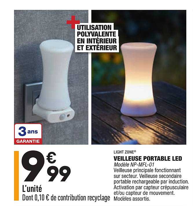 Mini Veilleuse USB 8 LED - Pour Lecture, Camping, Bureau