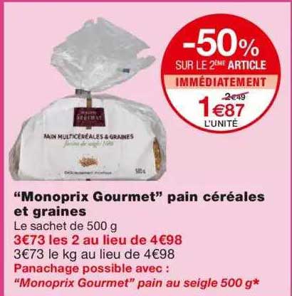 Promo Pain Sp 233 Cial Aux Graines Quot Monoprix Quot Chez Monoprix Icatalogue Fr