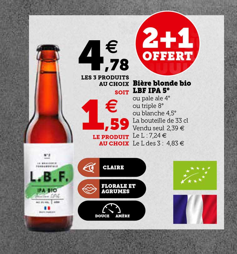 Promo Bière Blonde Bio Lbf Ipa 5° chez U Express - iCatalogue.fr