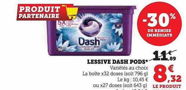 Promo Lessive pods 400 la collection souffle précieux dash chez Intermarché