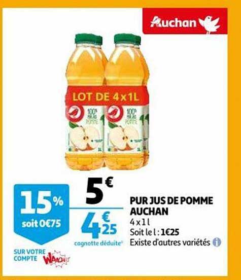 Promo Pur Jus De Pomme Auchan Chez Auchan ICatalogue Fr