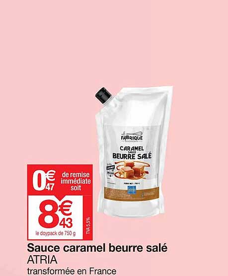 Promo Atria Promo Sauce Caramel Beurre Salé Atria chez Promocash - iCatalogue.fr