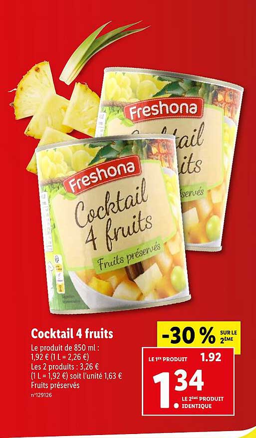 Promo Cocktail 4 Fruits Freshona chez Lidl iCatalogue.fr