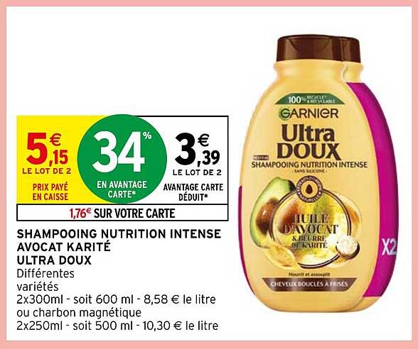 Promo Shampooing Nutrition Intense Avocat Karit Ultra Doux Chez 