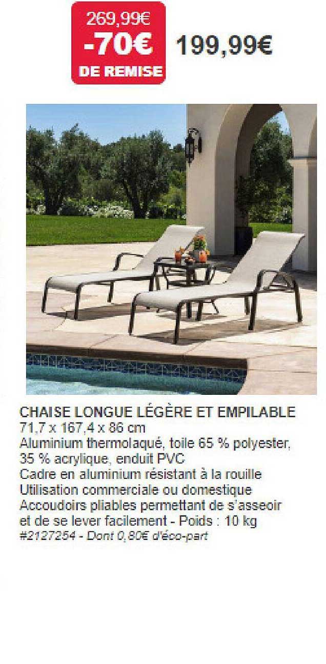 Promo Chaise Longue Légère Et Empilable chez Costco iCatalogue.fr