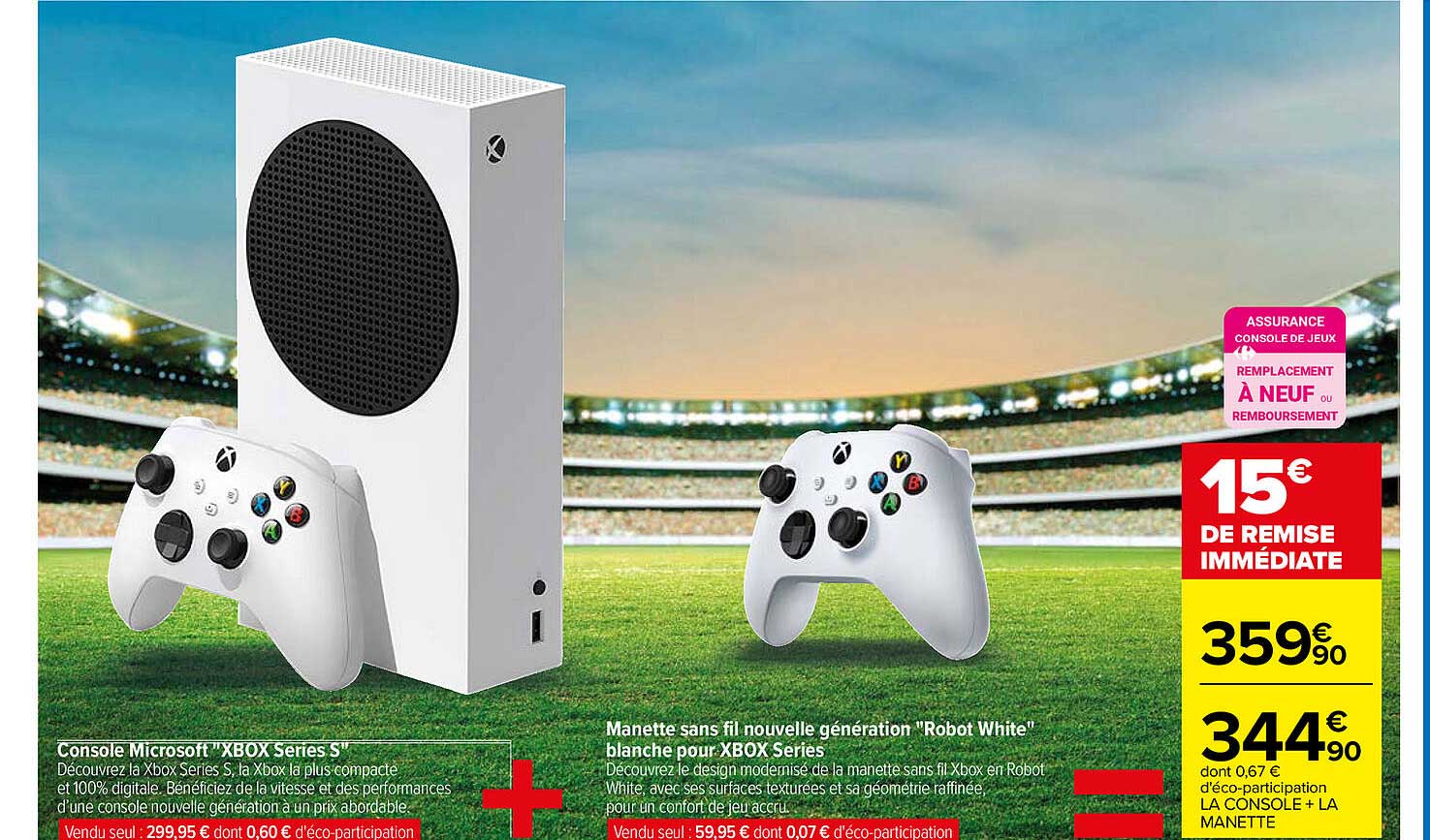 snor Antagonist Rot Offre Console Microsoft "xbox Series S" + Manette Sans Fil Nouvelle  Generation "robot White" Blanche Pour Xbox Series chez Carrefour