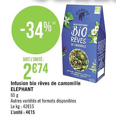 Elephant Mon Infusion Bio Rêves de Camomille Vrac 80g - 65 g