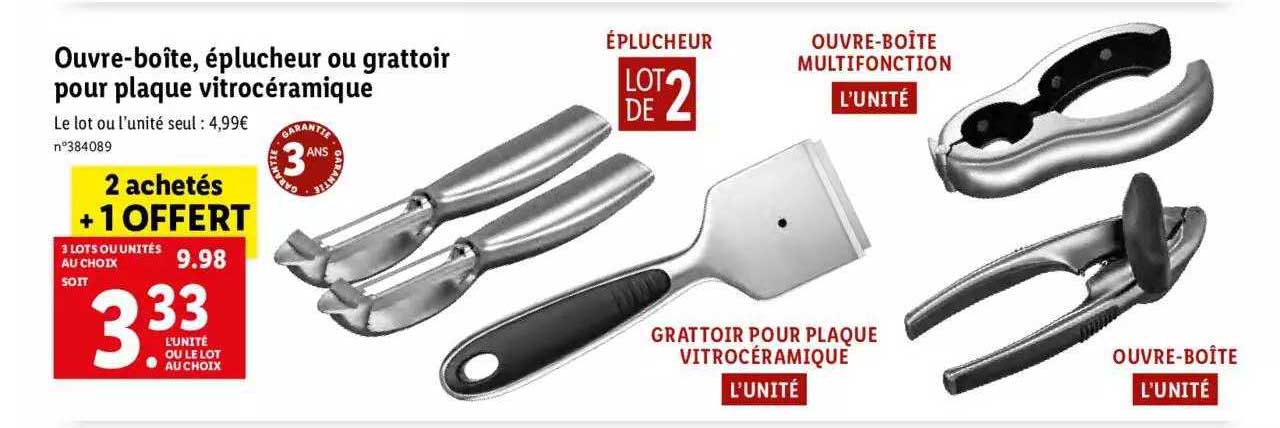 Raclette plaque vitrocéramique + 3 lames - Lidl — France - Archive des  offres promotionnelles