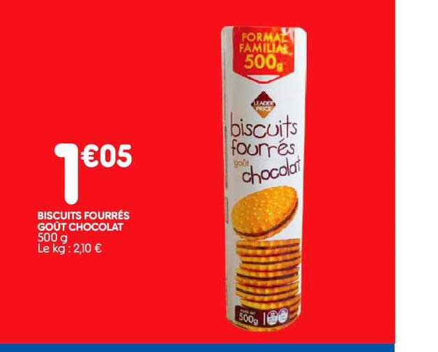 Promo Biscuits Fourrés Goût Chocolat Chez Leader Price 