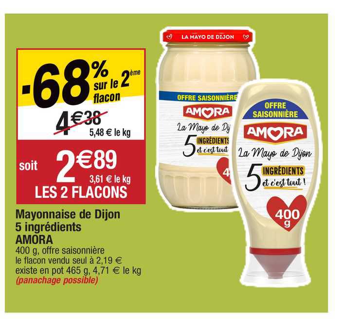 Offre Mayonnaise De Dijon 5 Ingrédients Amora chez Migros France