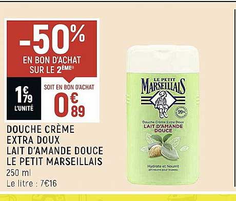 Promo Doucher Crème Extra Doux Lait D amande Douce Le Petit Marseillais chez Spar iCatalogue fr