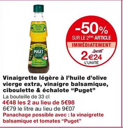 Puget Vinaigrette légère à l'huile d'olive vierge extra, vinaigre