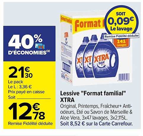 X-tra - Lessive capsules triocaps total 3+1 fraîcheur - Supermarchés Match