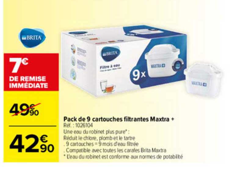 Promo Pack De 9 Cartouches Filtrantes Maxtra + Brita chez
