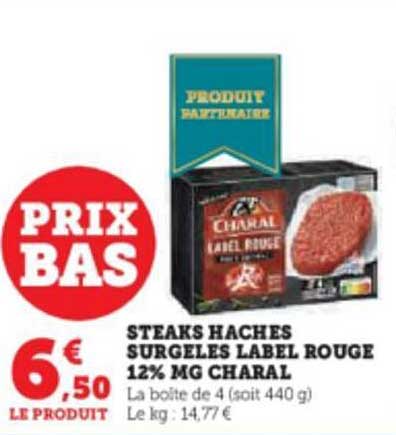 Promo Steaks Hachés Surgelés Label Rouge 12% Mg Charal Chez Hyper U ...