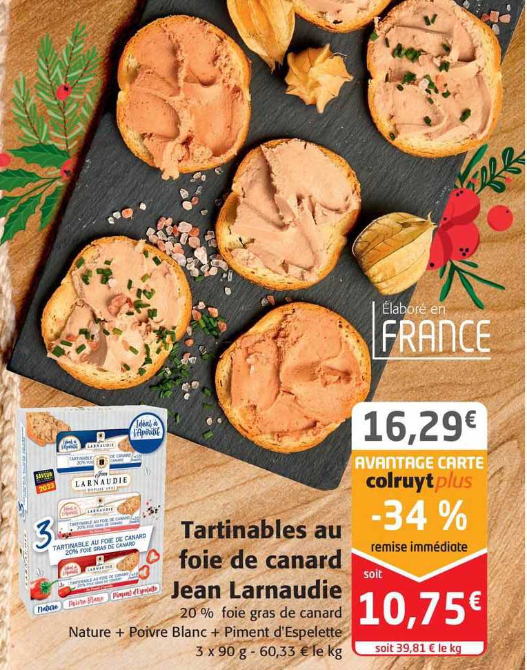 Promo Tartinable Au Foie De Canard Jean Larnaudie chez Colruyt ...