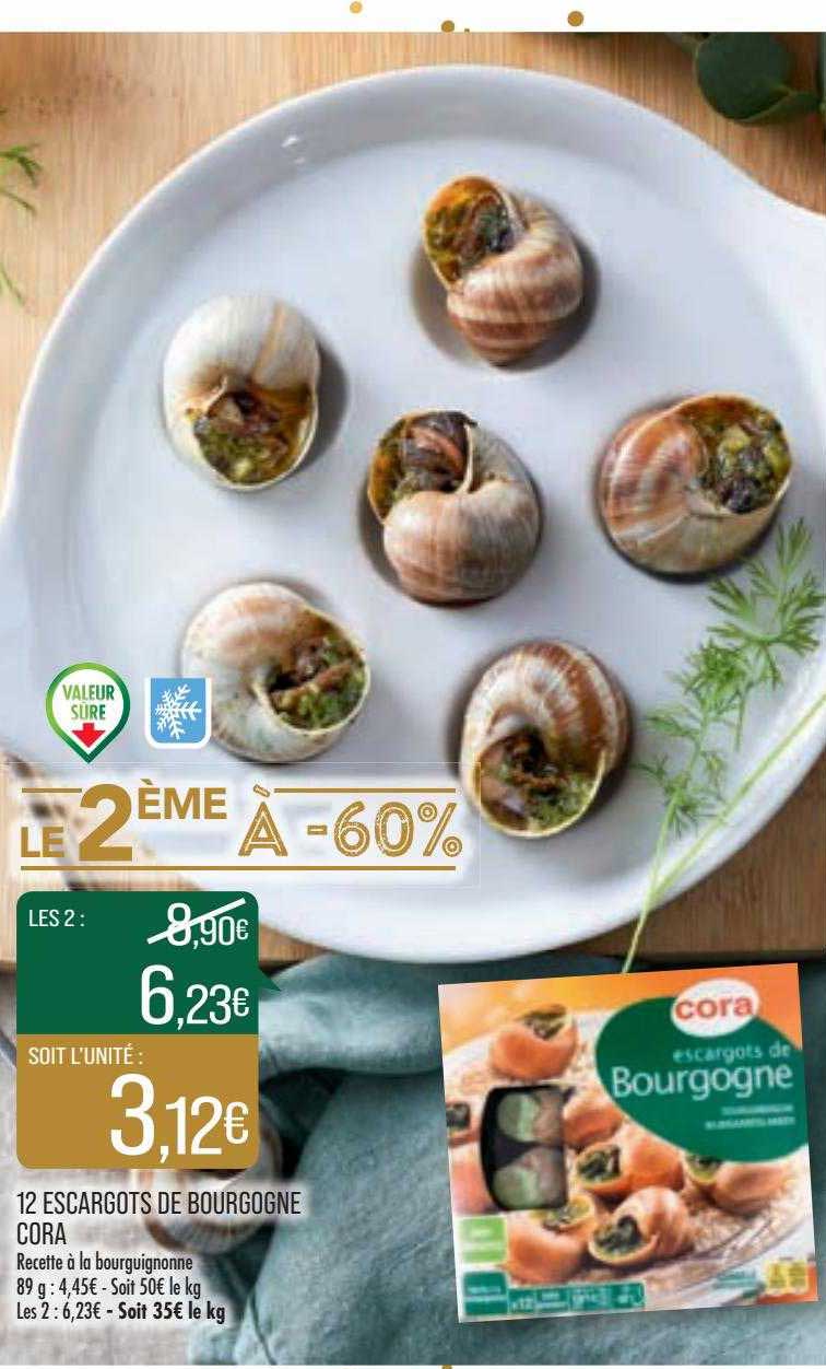 Achat Promotion Cora Assiette de 12 Escargots de Bourgogne pur beurre