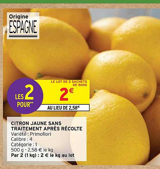 Citron jaune Espagne - lot de 4 catégorie 1