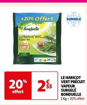 Promo Le Haricot Vert Précuit Vapeur Surgelé Bonduelle chez Auchan