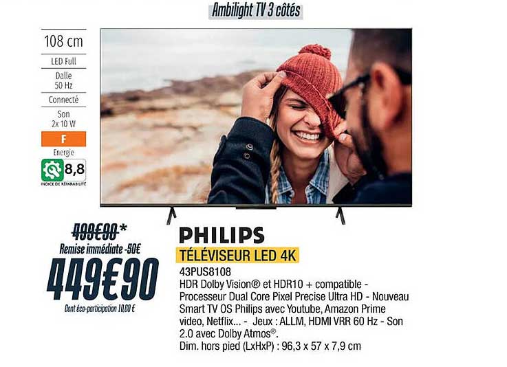 Promo Philips Téléviseur Led 4k Chez Proxi Confort Icataloguefr 6087