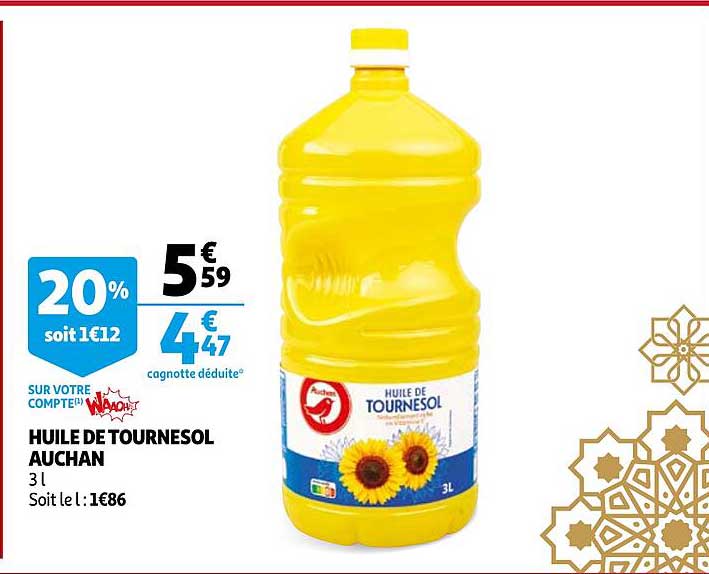 Auchan - Huile de tournesol 3L