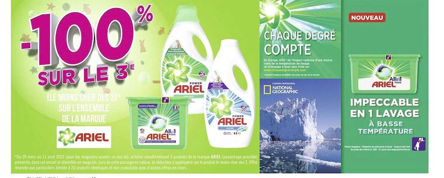 Promo Ariel lessive poudre original chez Casino Hyperfrais