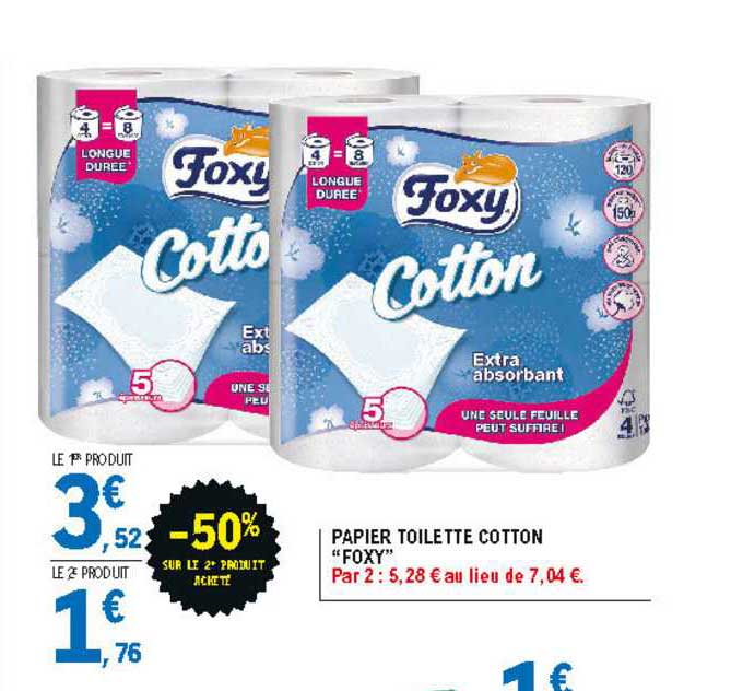 Promo Papier Toilette Cotton foxy chez E.Leclerc 