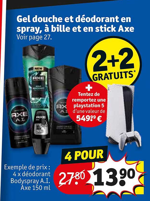 Promo Gel Douche Et Déodorant En Spray, à Bille Et En Stick Axe chez
