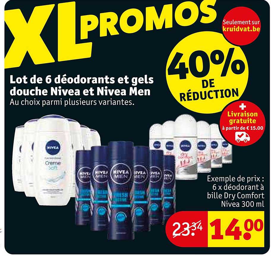 Promo Lot De 6 Déodorants Et Gels Douche Nivea Et Nivea Men chez