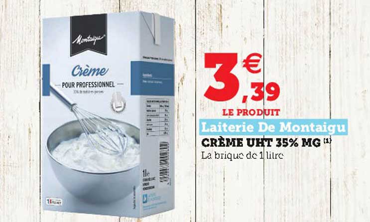 Crème liquide UHT 35% MG Montaigu 6 brick de 1 litre