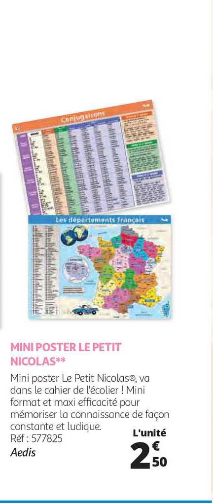 Promo Mini Poster Le Petit Nicolas Aedis Chez Auchan - ICatalogue.fr