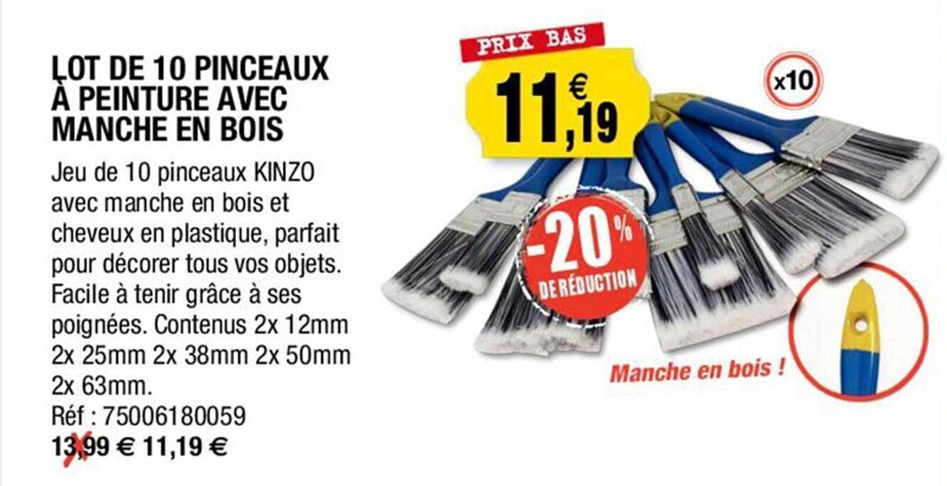 Promo Lot De 10 Pinceaux à Peinture Avec Manche En Bois Chez Outiror ...