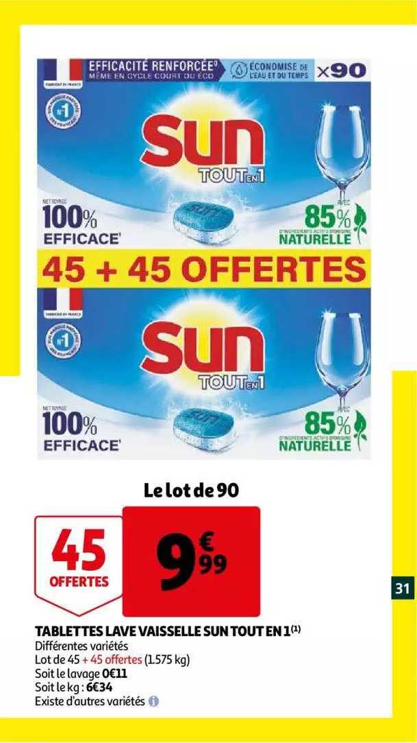 Promo Tablettes Lave Vaisselle Sun Tout En 1 chez Auchan - iCatalogue.fr