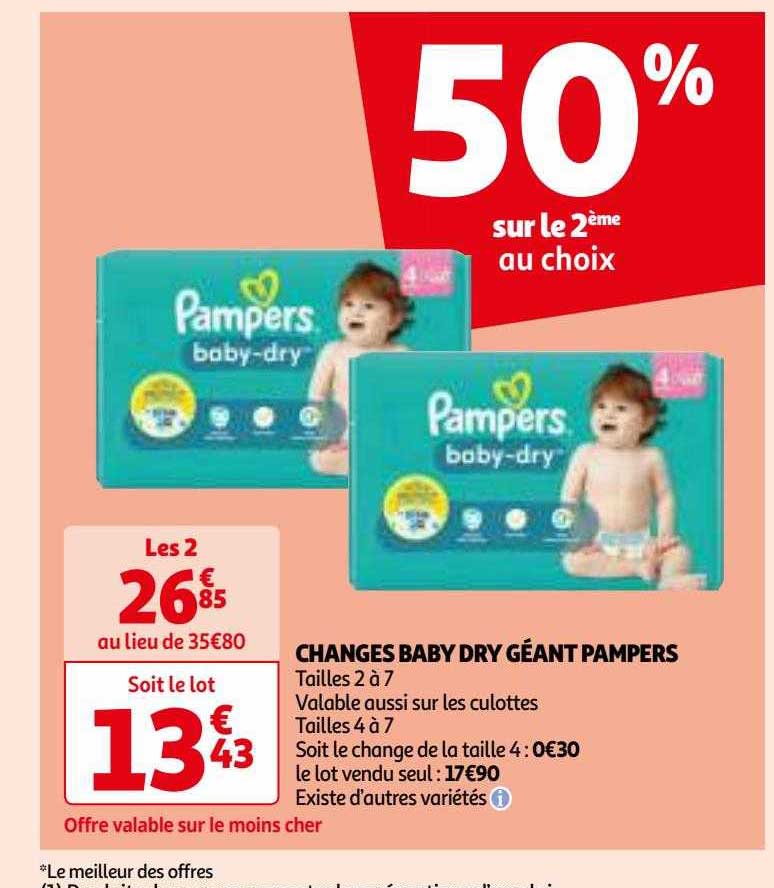 Promo Changes Baby Dry Géant Pampers chez Auchan iCatalogue.fr