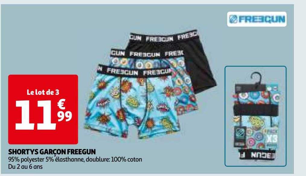 Maillot De Bain Garçon FREEGUN - Short De Bain Rouge - Séchage Rapide - Taille Adjustable - 100% Polyester