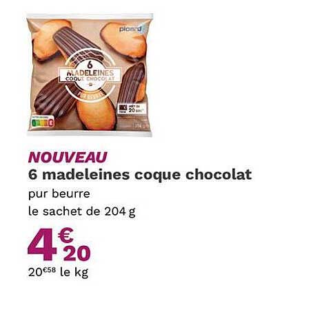 6 madeleines coque chocolat surgelés Picard