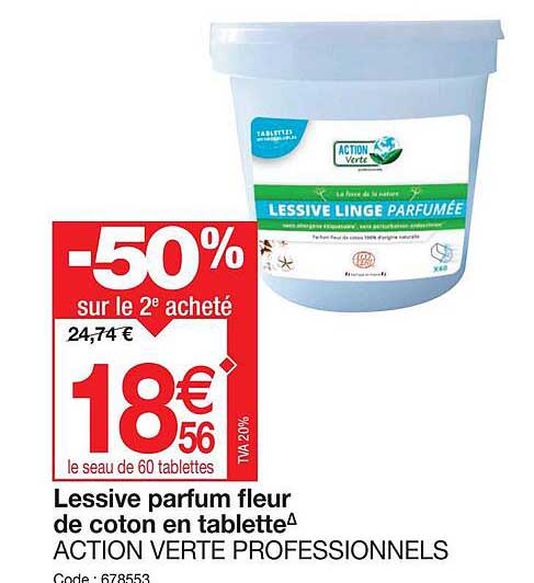 Promo Lessive Parfum Fleur De Coton En Tablette Action Verte ...