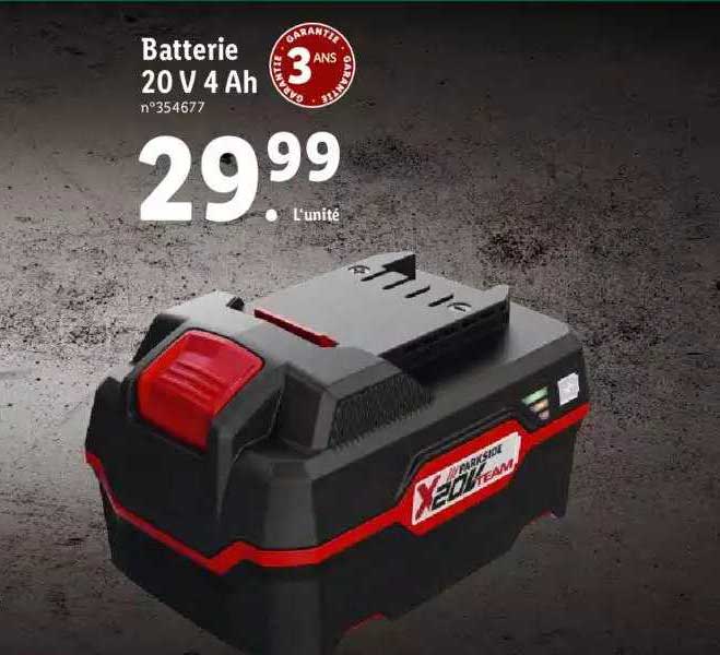 Promo Batterie 20 V 4 Ah chez Lidl iCatalogue.fr
