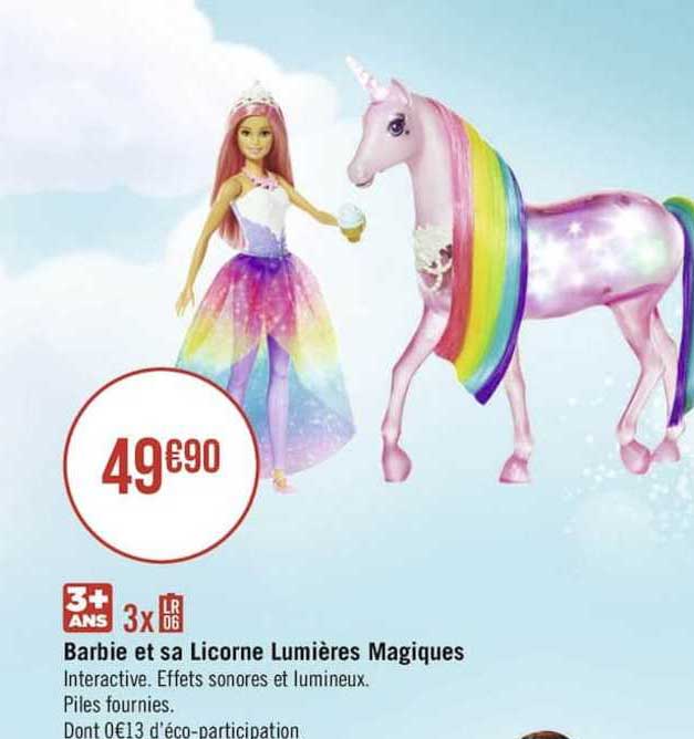Promo Barbie Et Sa Licorne Lumières Magiques chez Géant Casino 
