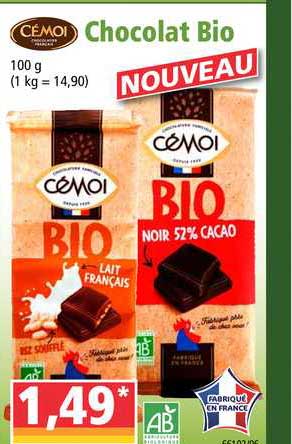 Discount alimentaire - NORMA, Chocolat noir Bio, Produits bio