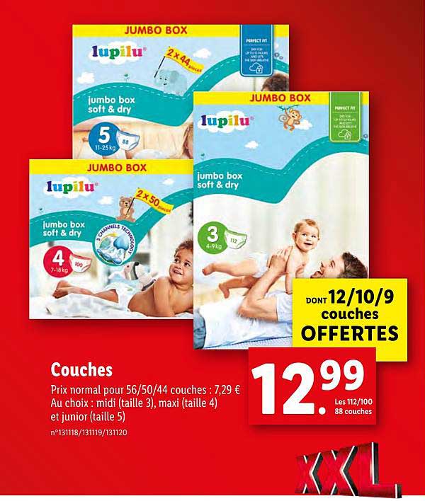 Couches midi taille 3 - chez Lidl Luxembourg