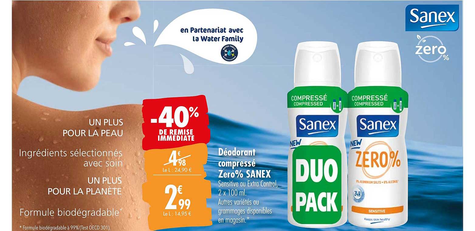 Sanex Déodorant Compressé 48H - 0% Alcool, Fraîcheur Durable | Côte d'Ivoire main image 1