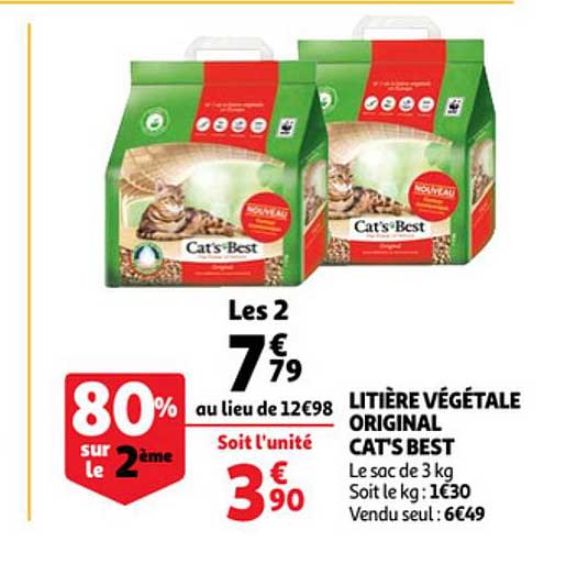 Offre Litiere Vegetale Original Cat S Best Chez Auchan