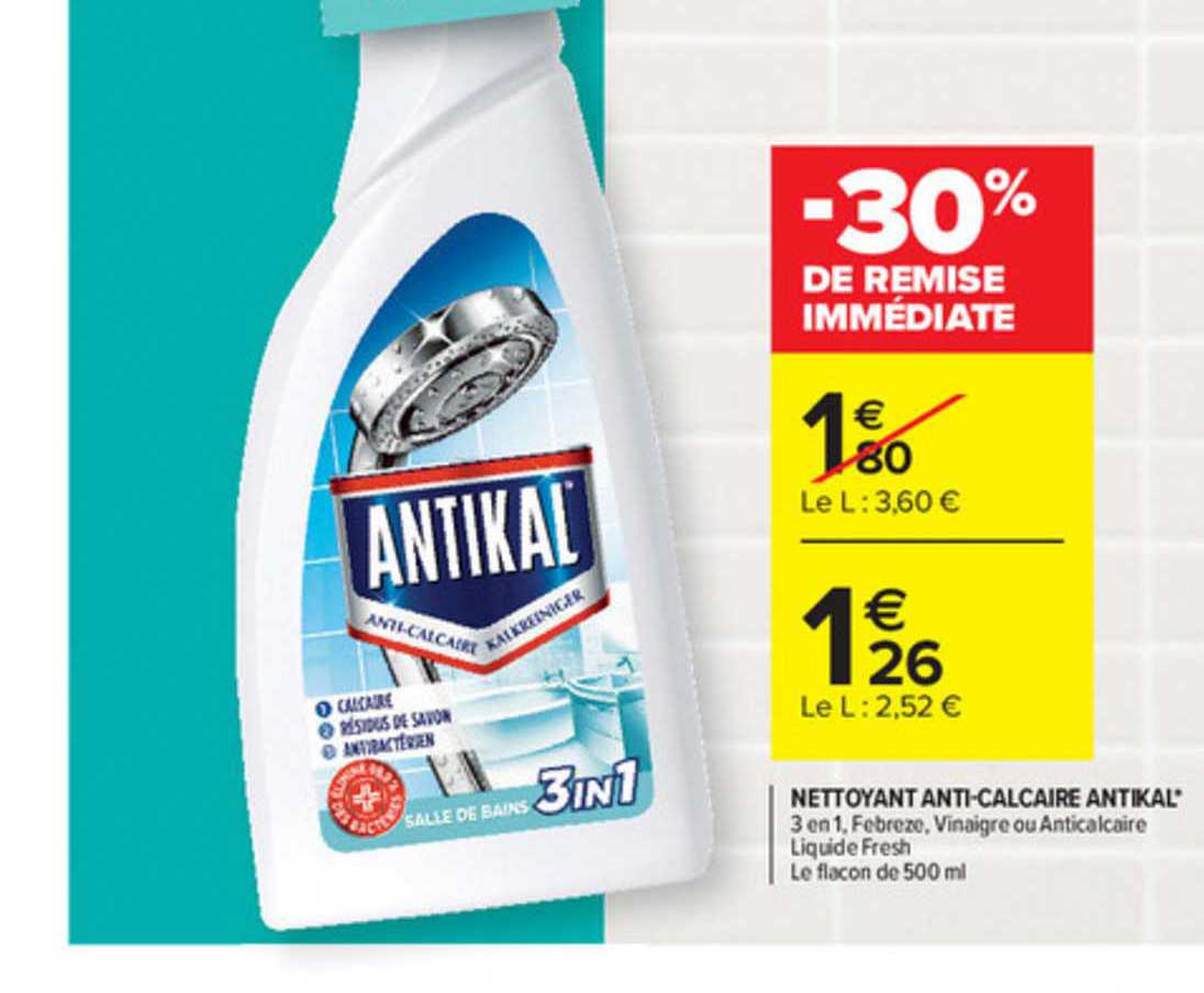 Promo Antikal spray nettoyant anti calcaire* chez Carrefour Market