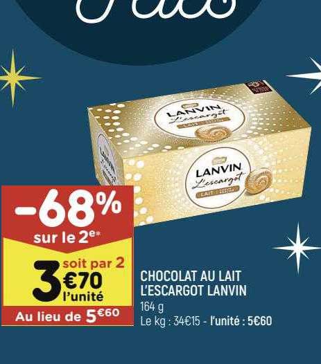 Promo Chocolat Au Lait L'escargot Lanvin chez Leader Price 